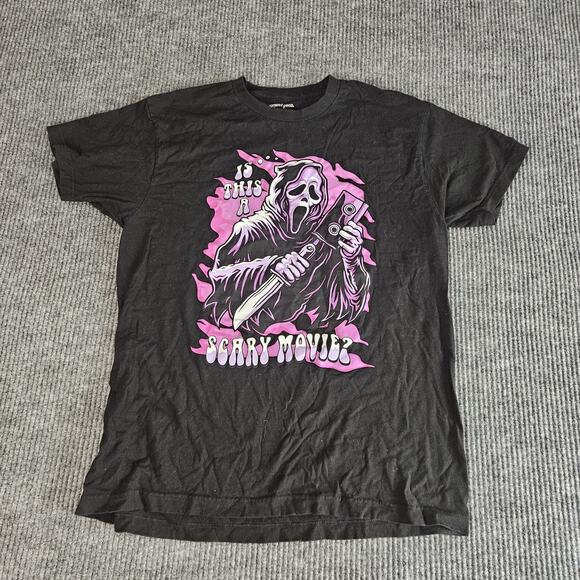 Ghost Face Scary Movie Shirt Mens Large Black Pink Horror Movie Graphic Tee - Picture 1 of 9